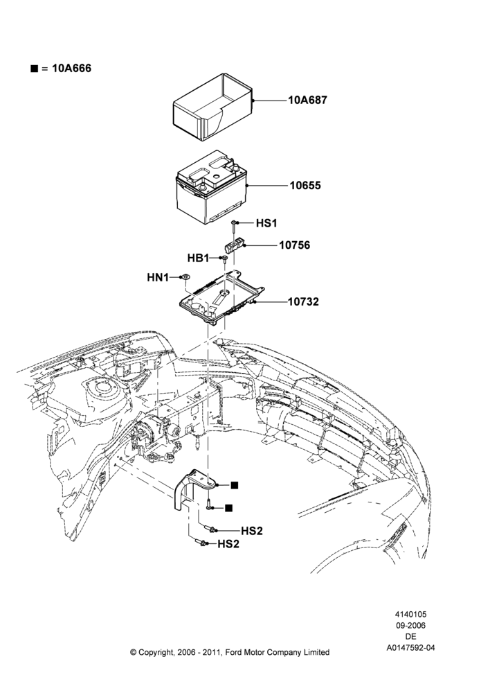 05B - Battery and Mountings, 3.5L 4V DOHC VCT SMPI V6 Gas; 30/AUG/2006-04/FEB/2009