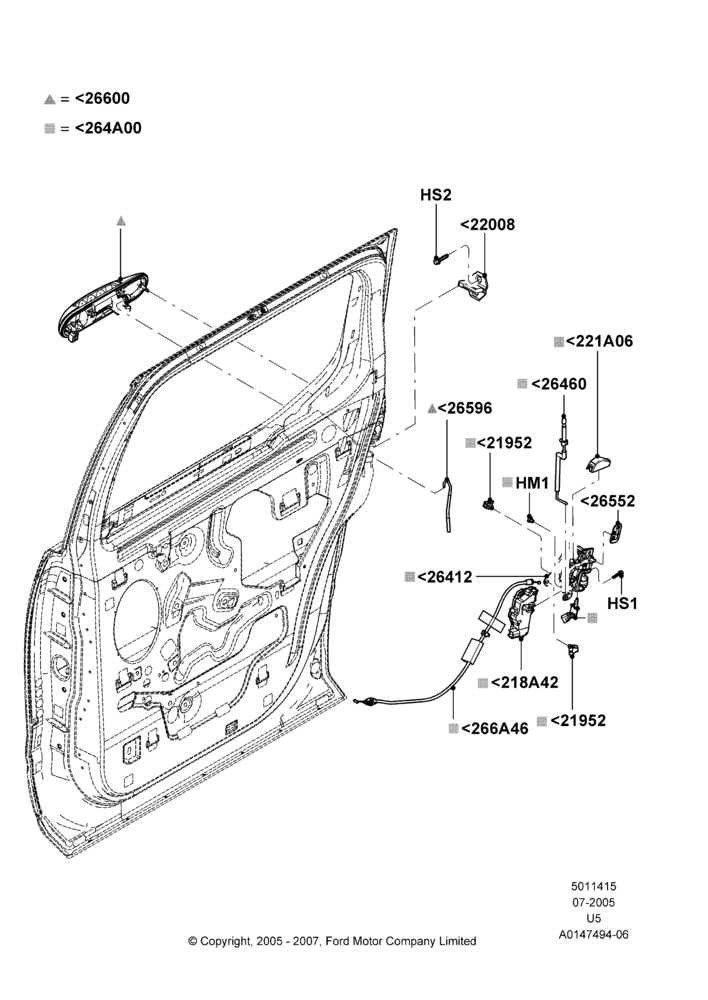 15B - Rear Door Lock Controls; 19/JUL/2005-16/DEC/2010