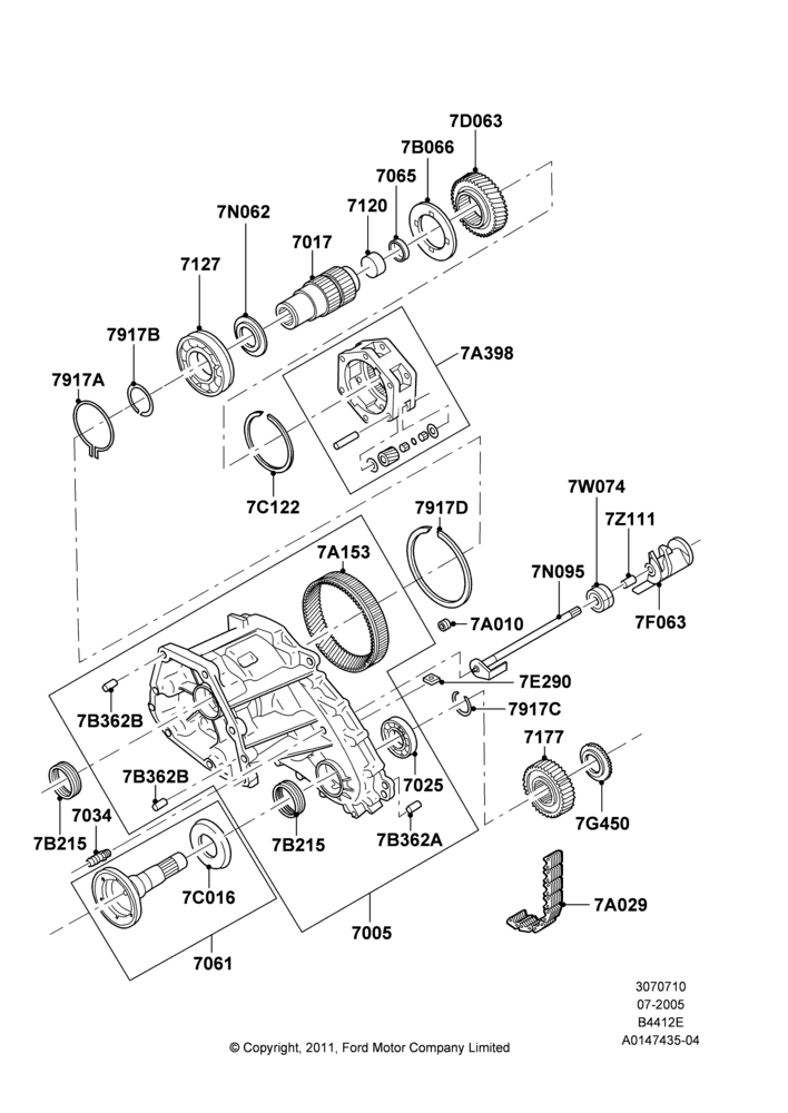 10C - Transfer Drive Components, 1 Speed Part Time Tod, FRONT; 19/JUL/2005-16/DEC/2010