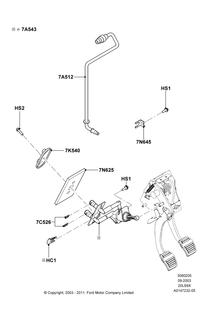 05 - Clutch Master and Slave Cylinders, CVH 2.0  EFI, Manual Transmission; 04/SEP/2003-05/APR/2004