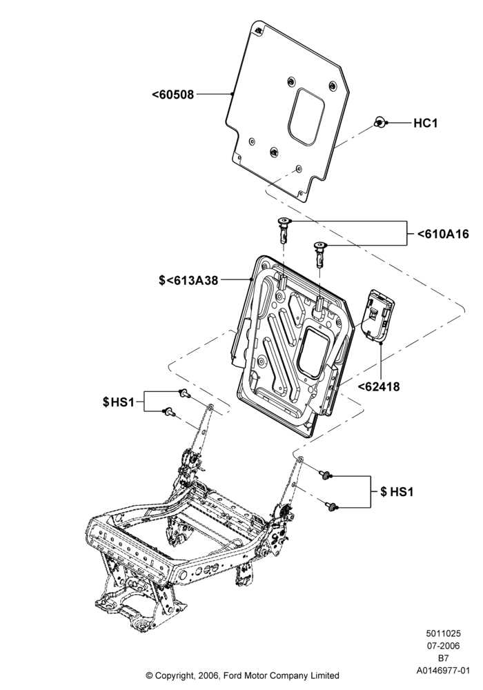25F - Rear Seat Back, SECOND ROW 40-20-40 SEATS, With Second Row 40-Blank-40 Seat, 40% Seat; 02/AUG/2006-11/AUG/2014