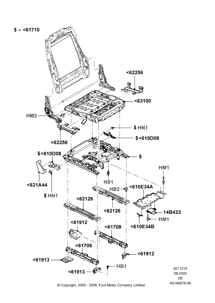 15G - Front Seat Base, Lincoln Division Derivative, With Pass 8 Way Power Seat Adjuster; 01/AUG/2005-02/JUN/2008
