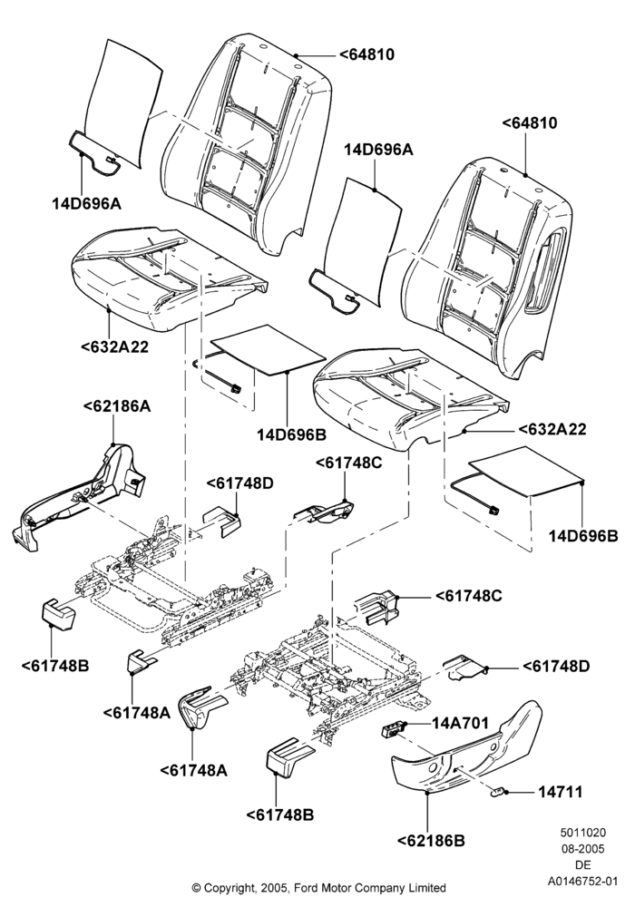 20D - Front Seat Pads/Valances & Heating, Mercury Division Derivative, With Temp Control Drivers Seat, With Temp Control Passenger Seat; 01/AUG/2005-04/FEB/2009