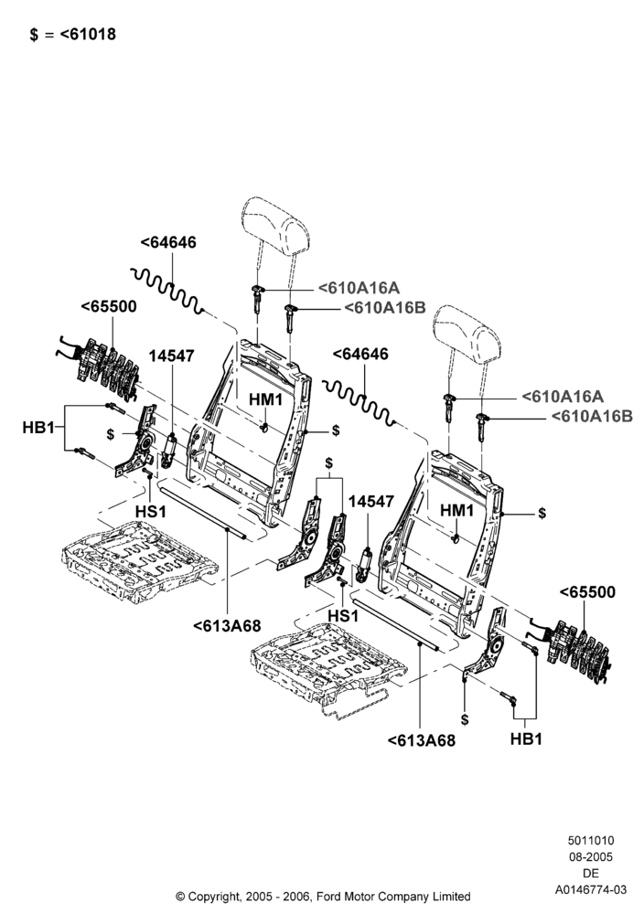 10G - Front Seat Back, Lincoln Division Derivative, With LH Electric Lumbar Support, With RH Electric Lumbar Support; 01/AUG/2005-02/JUN/2008