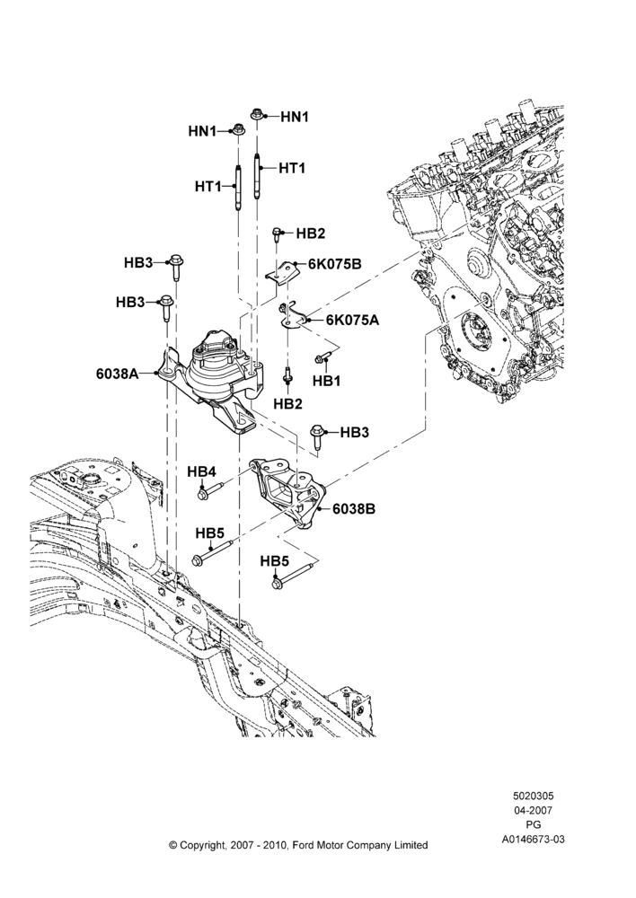 05B - Engine Mounting, 3.5L 4V DOHC VCT SMPI V6 Gas; 30/APR/2007-15/JUN/2009