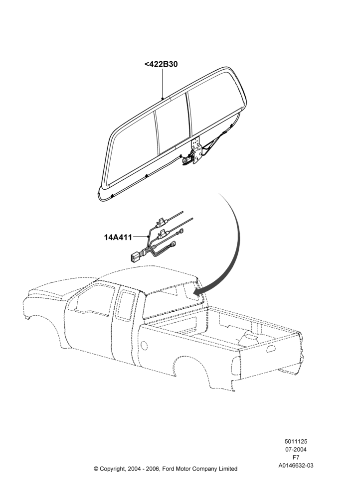 25X - Back Window Glass, With Power Front Windows, Accessory; 19/JUL/2004-18/DEC/2006