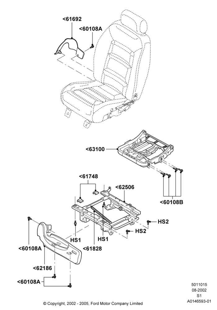 15F - Front Seat Base, With Pass. 2 Way Manual Seat Adjust; 19/AUG/2002-30/JUN/2005