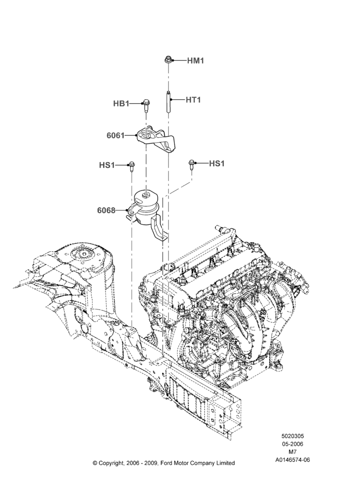 05B - Engine Mounting, 2.3L Duratec-HE (145PS) - MI4; 01/MAY/2006-23/JUN/2008