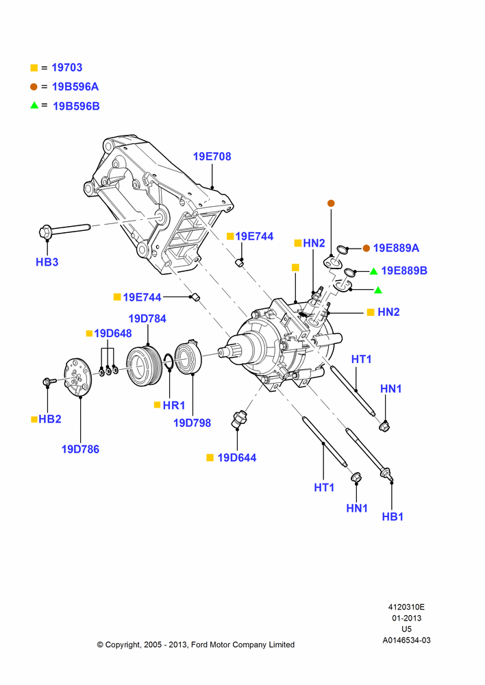 10E - Air Conditioning Condensr/Compressr, 4.0L V6 12V SOHC EFI, Less Aux Overhead Heater And A/C, Compressor Assy; 19/JUL/2005-16/DEC/2010