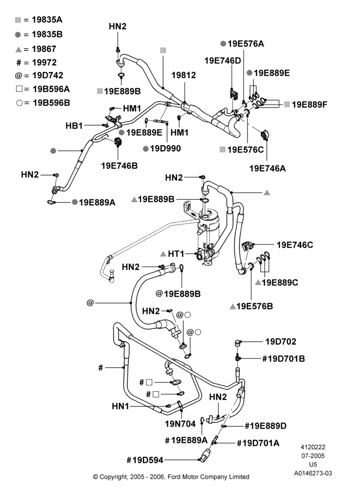 22M - Air Conditioning System, 4.6L 3V V8, With Aux Overhead Heater And A/C; 19/JUL/2005-16/DEC/2010