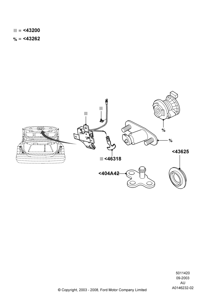 20B - Luggage Compt/Tailgte Lock Controls, 3 Door, 4 Door Wagon, 5 Door Sedan; 04/SEP/2003-27/AUG/2007