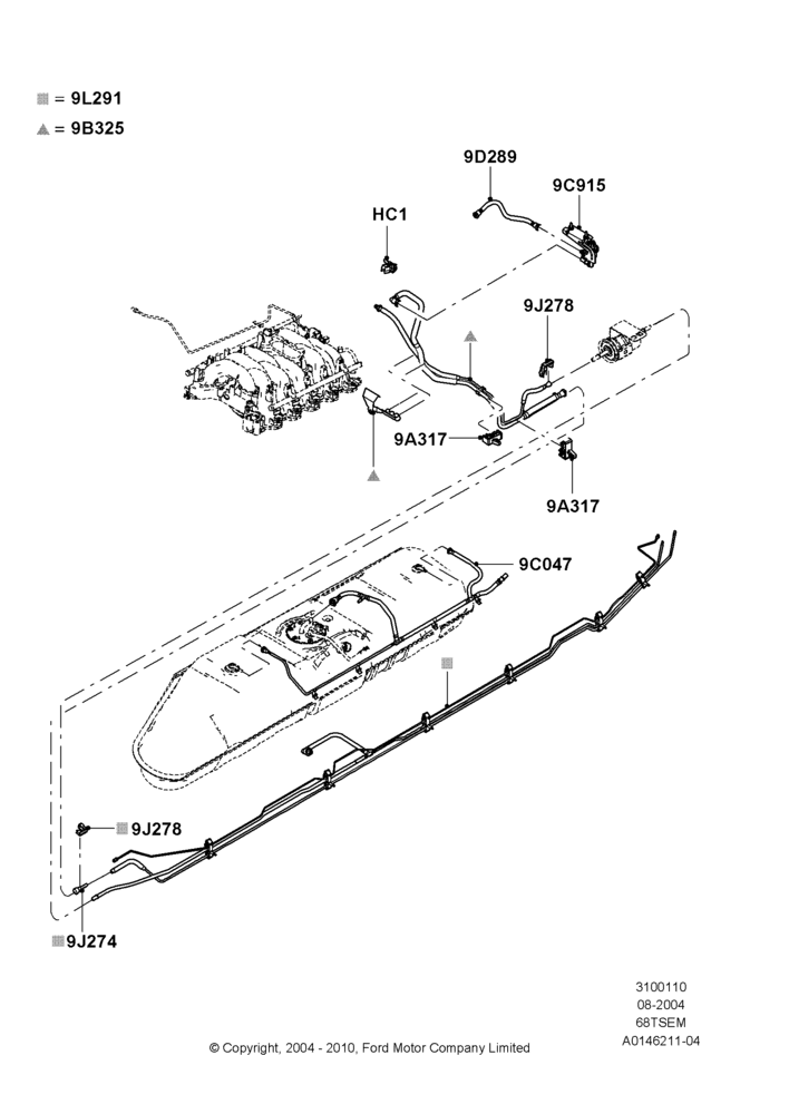 10A - Fuel Lines, 6.8L SOHC EFI NA V10 Gas, All Reg/Extended Vans/Wagons; 02/AUG/2004-18/AUG/2008
