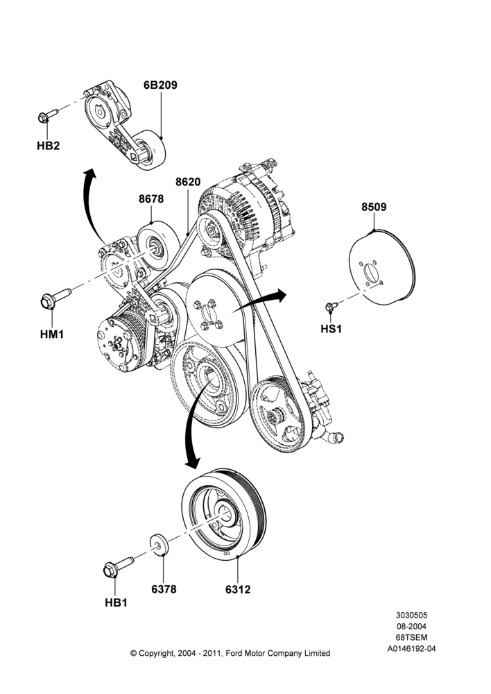 Pulleys and Drive Belts, 6.8L SOHC EFI NA V10 Gas