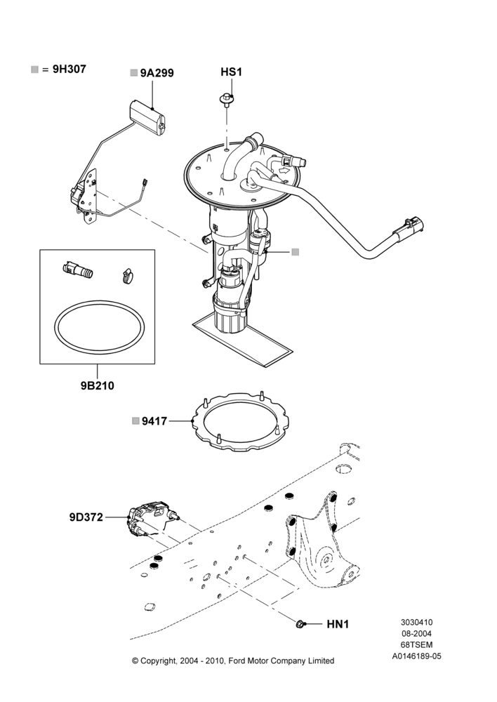 10A - Fuel Pump And Sender Unit, 6.8L SOHC EFI NA V10 Gas, With Mid-Ship Fuel Tank; 02/AUG/2004-18/AUG/2008