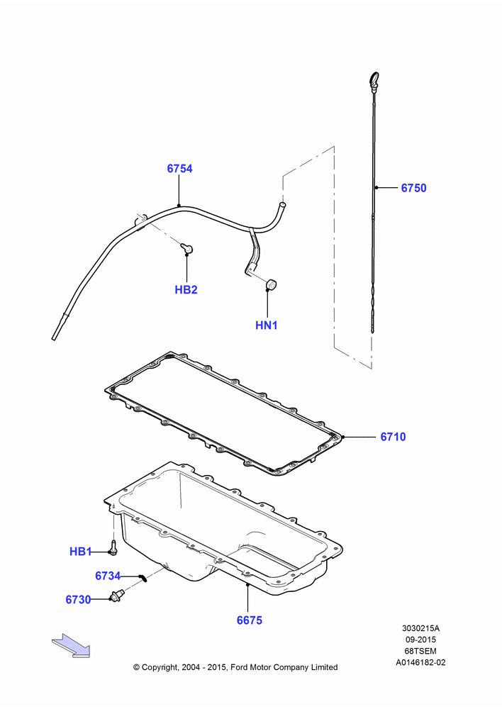 15A - Oil Pan/Oil Level Indicator, 6.8L SOHC EFI NA V10 Gas; 02/AUG/2004