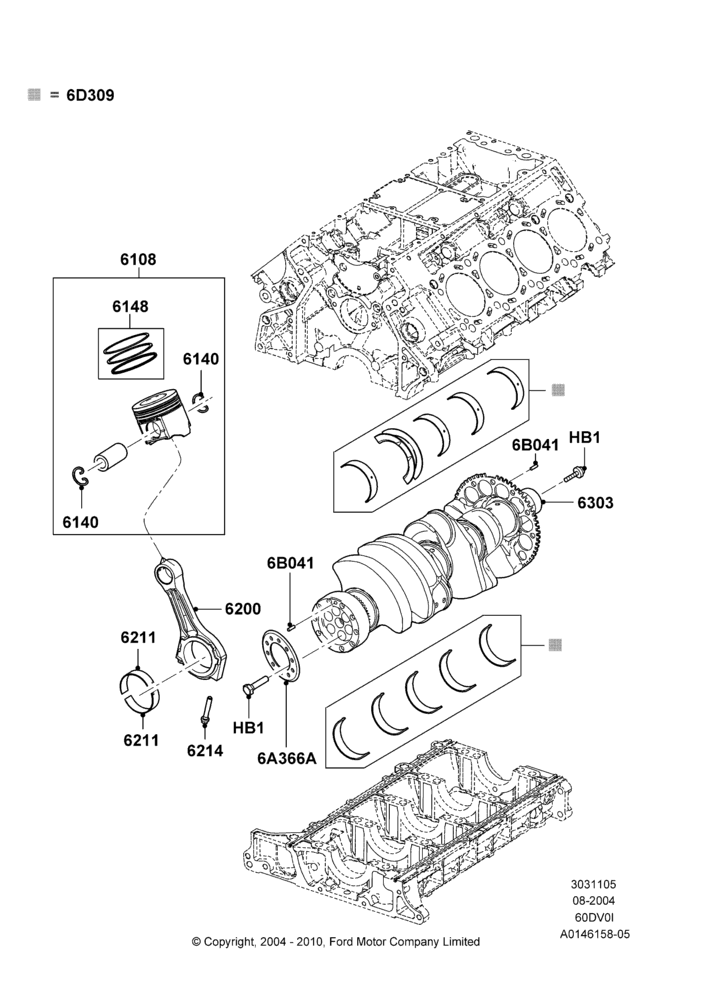 05B - Crankshaft/Pistons and Bearings, 6.0L  OHV Diesel V8 DI; 02/AUG/2004-26/JUL/2010