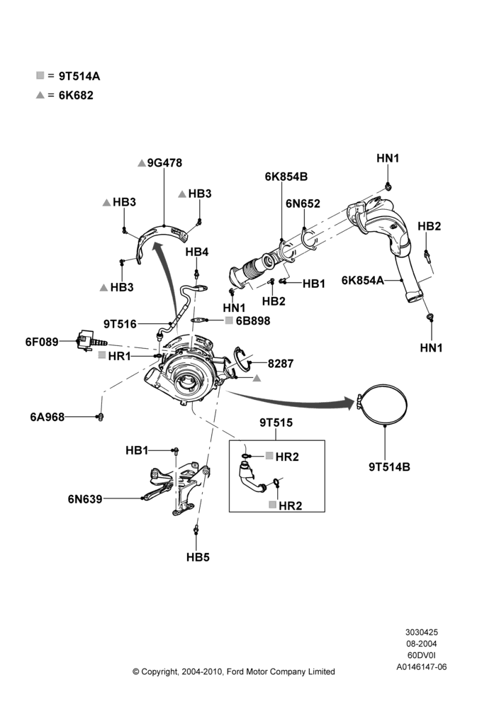 25C - Turbocharger, 6.0L  OHV Diesel V8 DI; 02/AUG/2004-04/NOV/2004