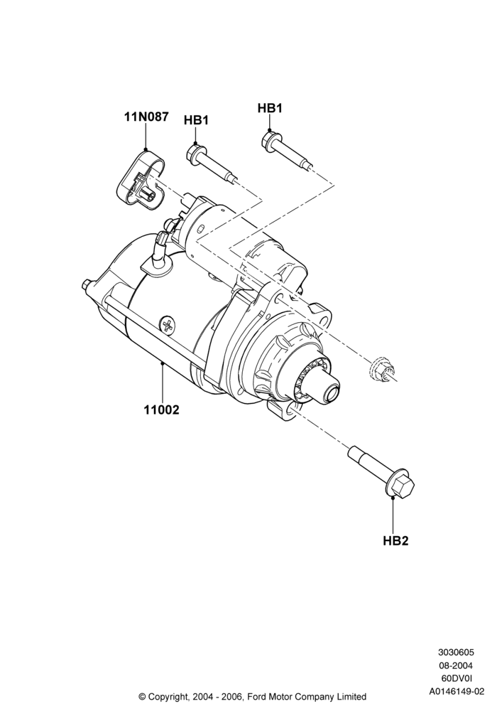 05B - Starter Motor, 6.0L  OHV Diesel V8 DI; 02/AUG/2004-26/JUL/2010