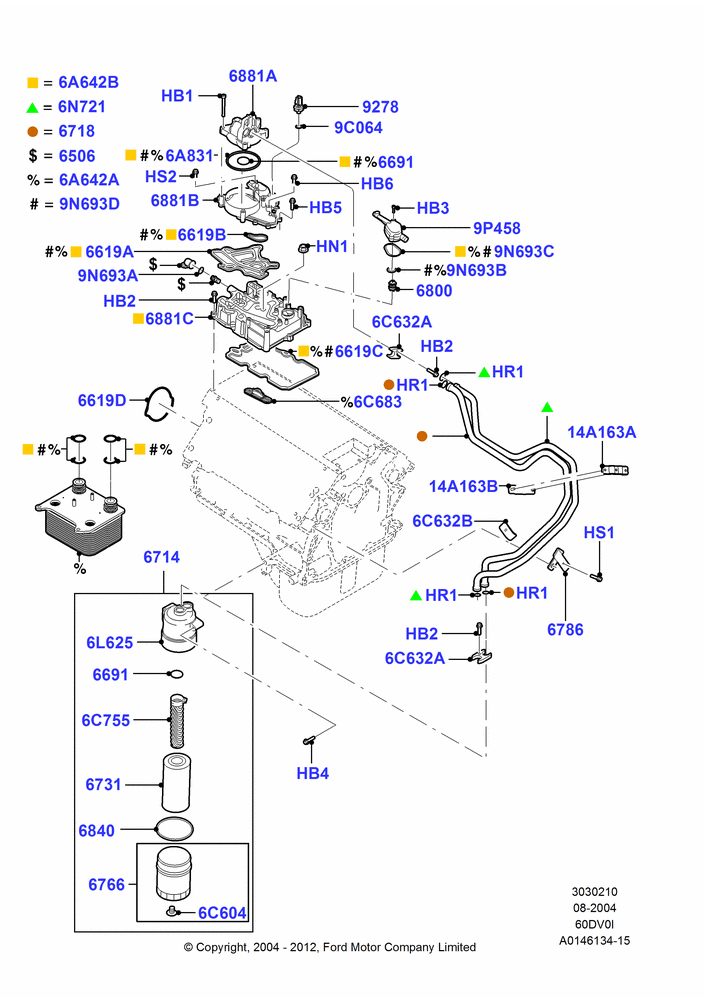 10B - Oil Cooler and Filter, 6.0L  OHV Diesel V8 DI; 02/AUG/2004-26/JUL/2010