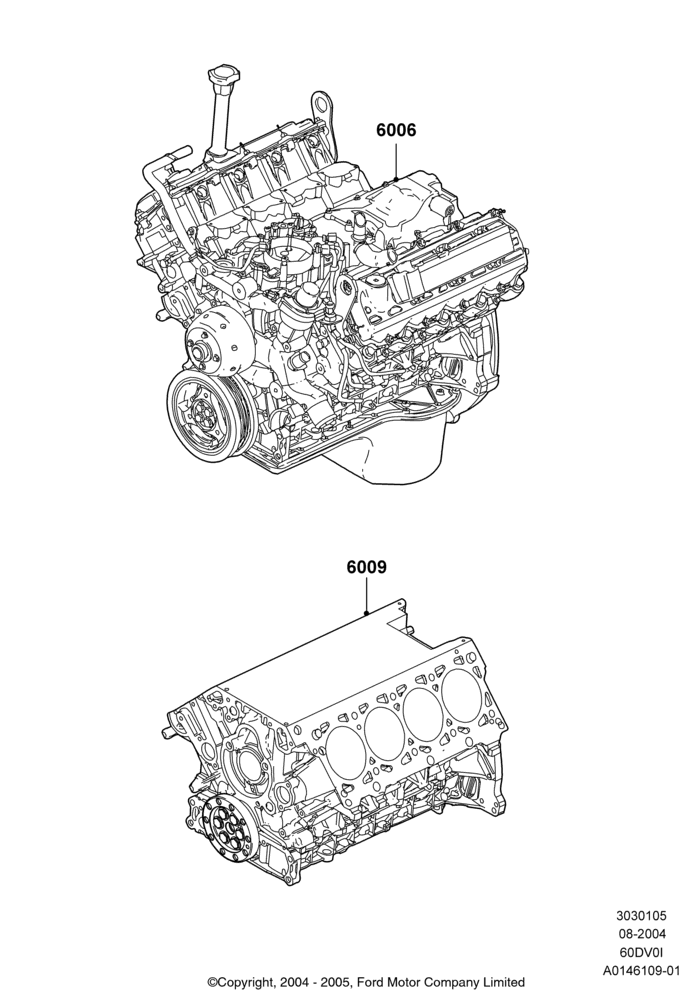 05B - Service Engine and Short Block, 6.0L  OHV Diesel V8 DI; 02/AUG/2004-26/JUL/2010
