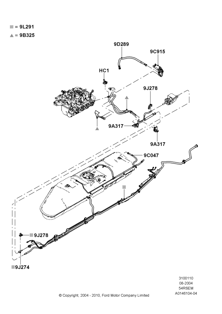 10C - Fuel Lines, 5.4L Modular SOHC V8, All Reg/Extended Vans/Wagons; 02/AUG/2004-18/AUG/2008