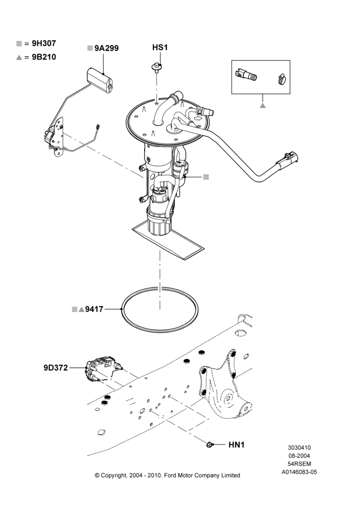 10B - Fuel Pump And Sender Unit, 5.4L Modular SOHC V8, With Mid-Ship Fuel Tank; 02/AUG/2004-18/AUG/2008
