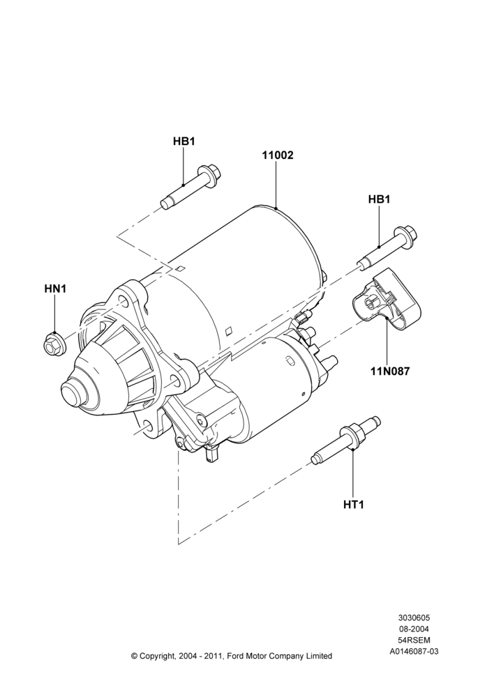 05B - Starter Motor, 5.4L Modular SOHC V8; 02/AUG/2004