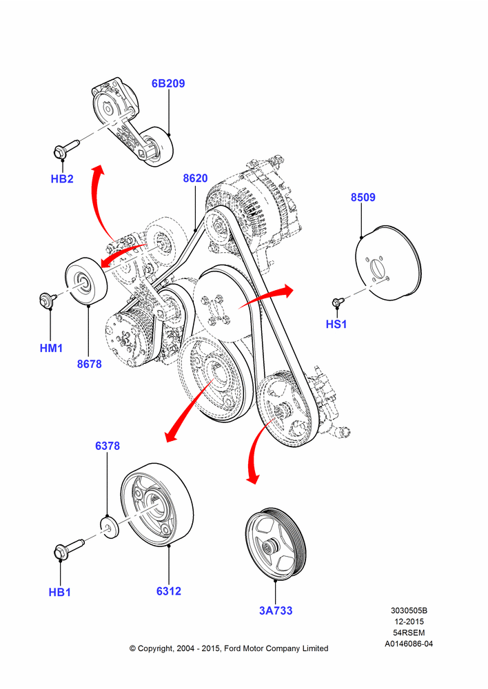 Pulleys and Drive Belts, 5.4L Modular SOHC V8