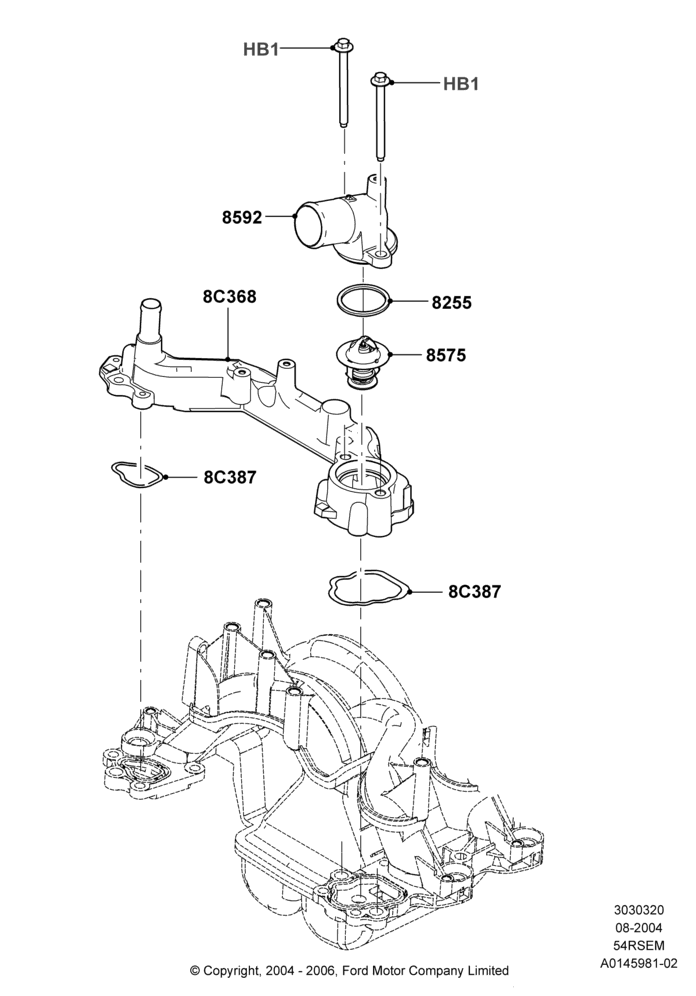 Thermostat/Housing & Related Parts, 5.4L Modular SOHC V8