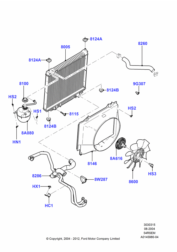 Radiator/Coolant Overflow Container, 5.4L Modular SOHC V8