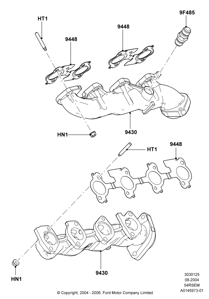 25B - Exhaust Manifold, 5.4L Modular SOHC V8; 02/AUG/2004