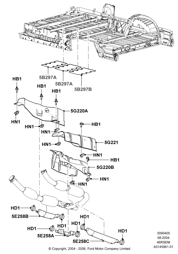 Heat Shields - Exhaust System, Ford 150 Series, Romeo 4.6 SOHC EFI, Wagons