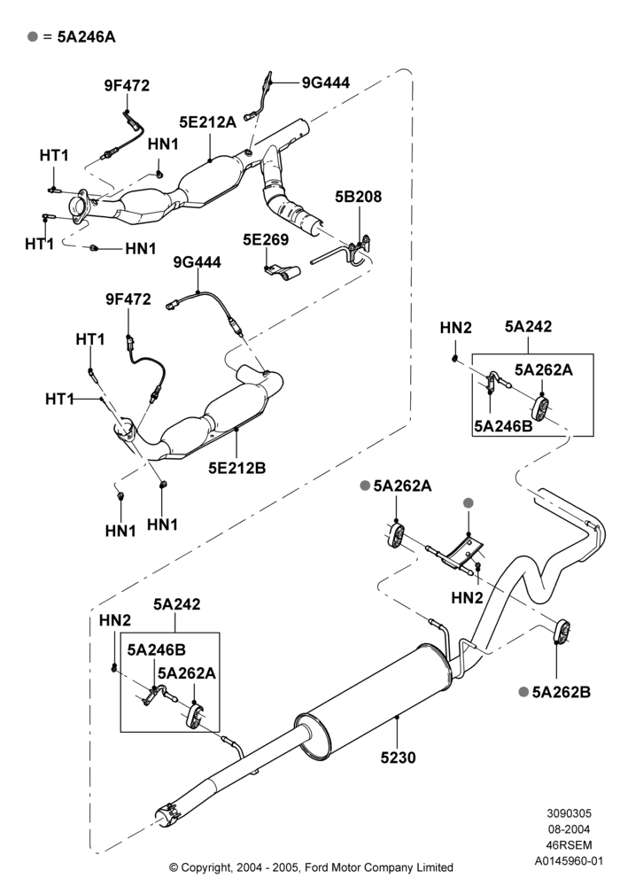 Exhaust System, Romeo 4.6 SOHC EFI
