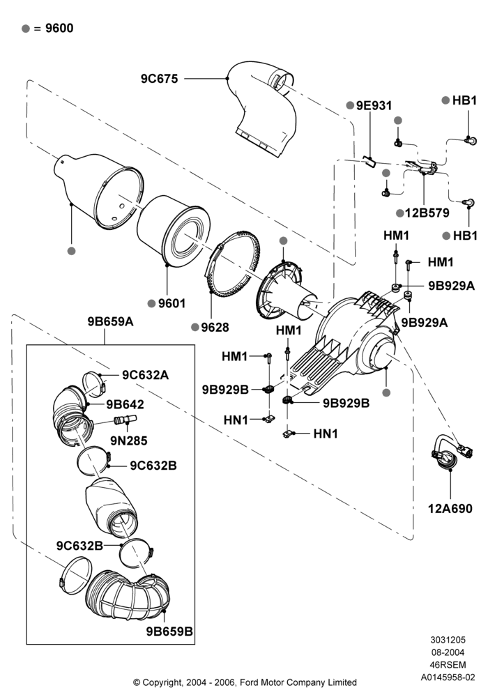 05E - Air Cleaner, Romeo 4.6 SOHC EFI; 02/AUG/2004-04/AUG/2014