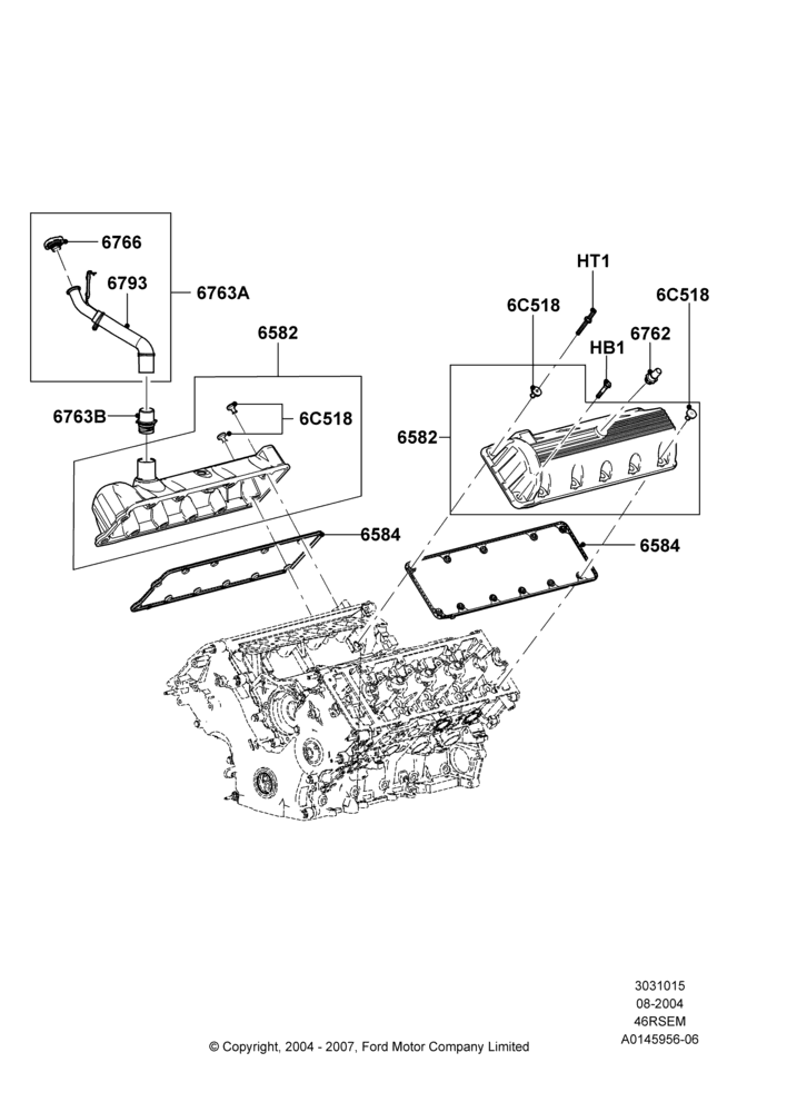 15D - Cylinder Head Cover, Romeo 4.6 SOHC EFI; 02/AUG/2004-18/APR/2005
