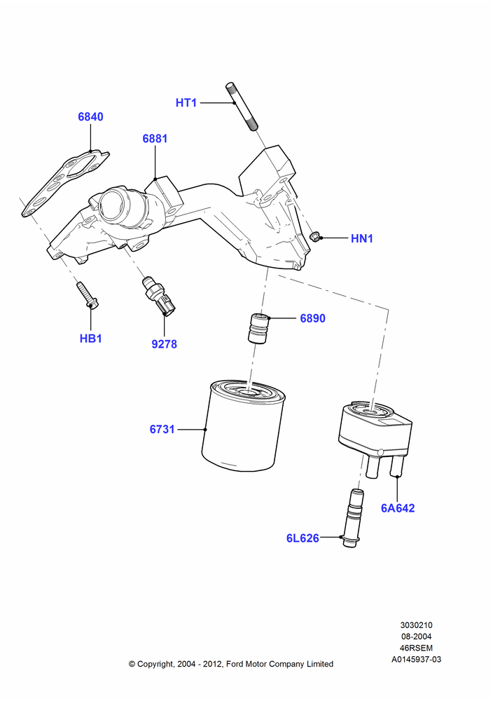 10E - Oil Cooler and Filter, Romeo 4.6 SOHC EFI; 02/AUG/2004-04/AUG/2014