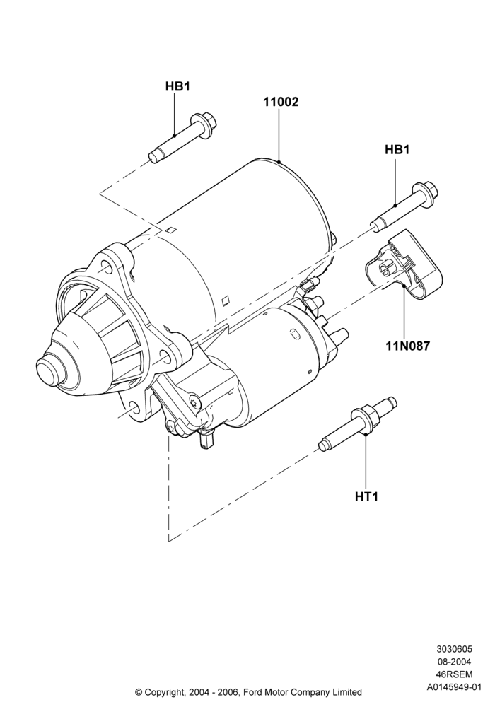 05E - Starter Motor, Romeo 4.6 SOHC EFI; 02/AUG/2004-04/AUG/2014