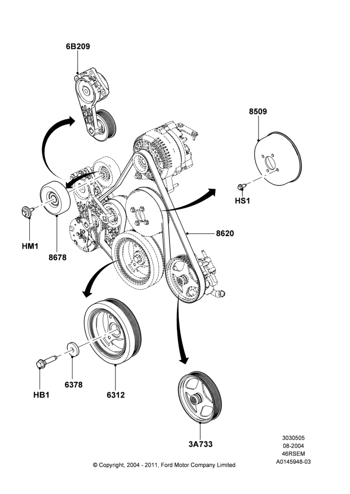 Pulleys and Drive Belts, Romeo 4.6 SOHC EFI