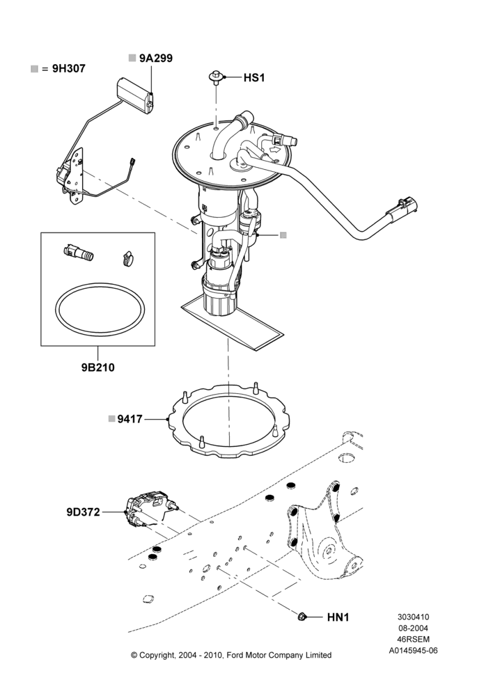 10M - Fuel Pump And Sender Unit, Romeo 4.6 SOHC EFI; 02/AUG/2004-18/AUG/2008