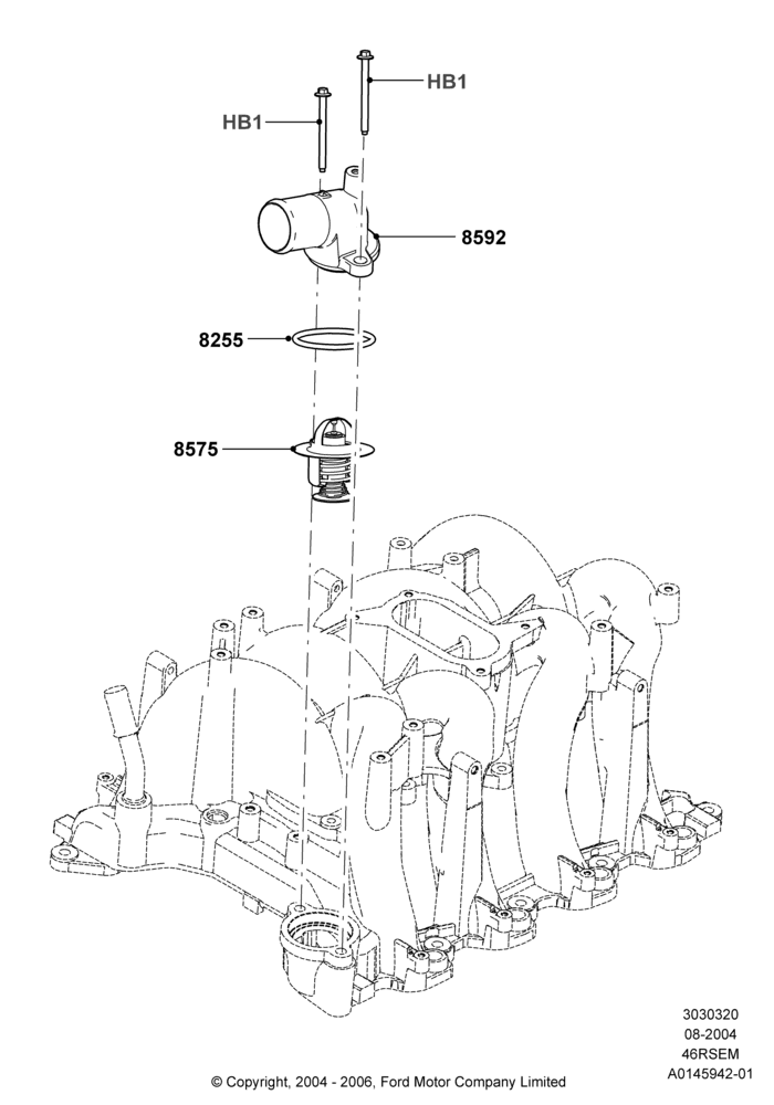 Thermostat/Housing & Related Parts, Romeo 4.6 SOHC EFI