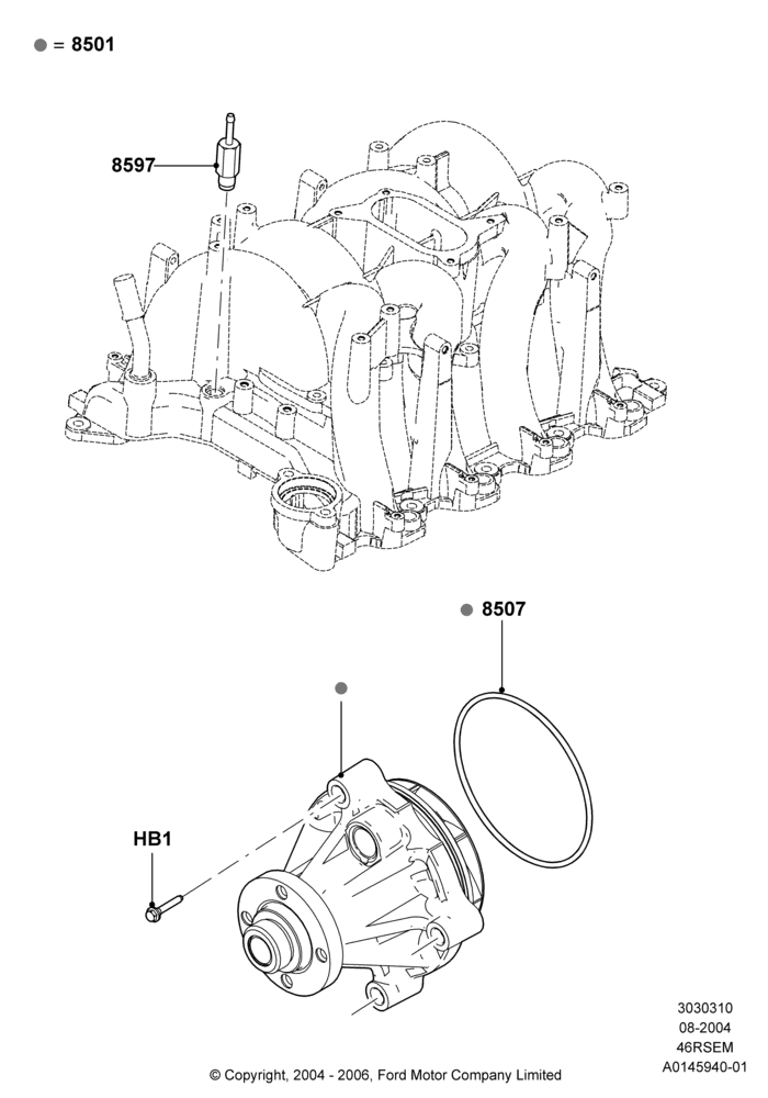 Water Pump, Romeo 4.6 SOHC EFI