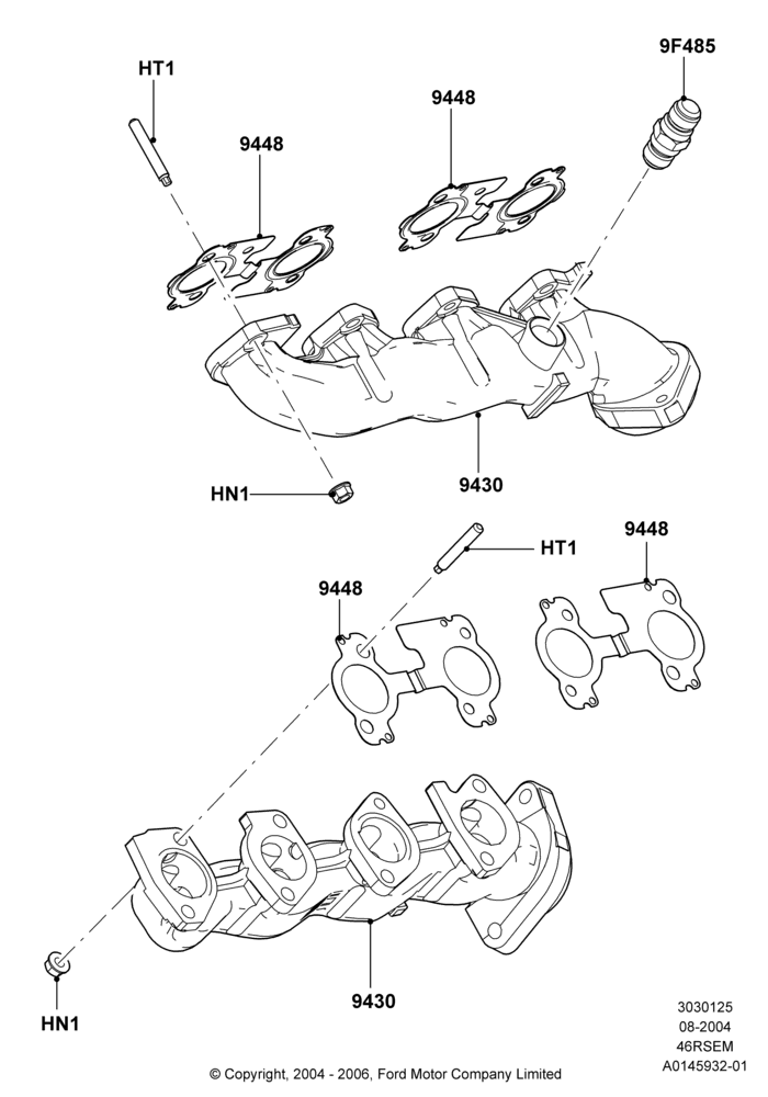 Exhaust Manifold, Romeo 4.6 SOHC EFI