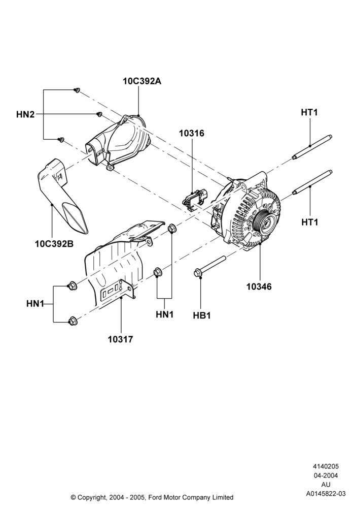05F - Alternator and Mountings, With California/Green State Req; 05/APR/2004-29/NOV/2004