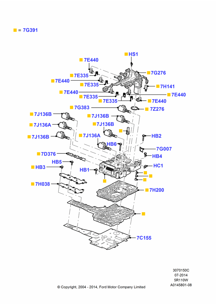 50C - Valve Body - Main Control & Servo's, 5 Speed Auto 5R110W - HI/Torque, 5R110W 5 Speed Auto Trans NAAO; 02/AUG/2004