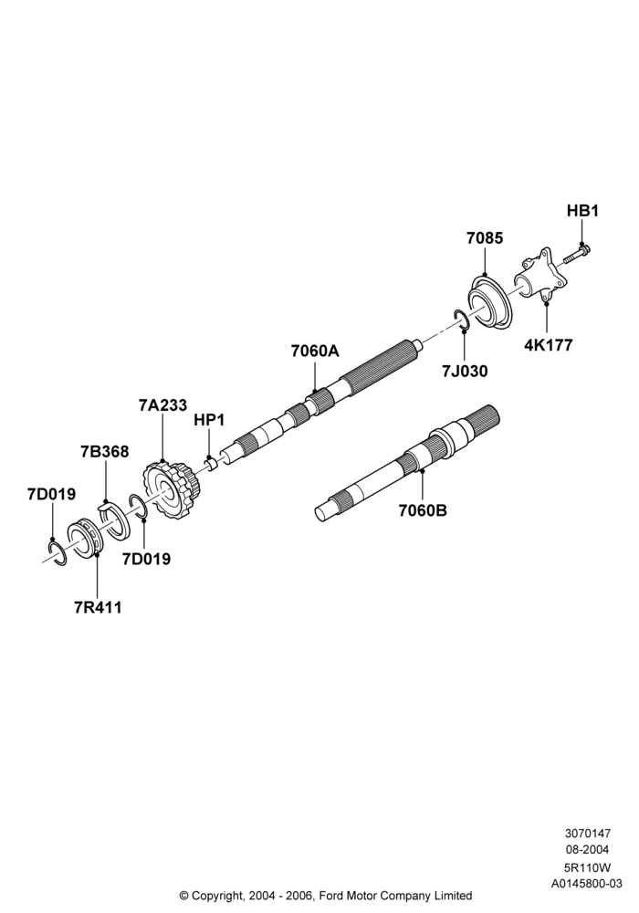 47C - Output Shafts, 5 Speed Auto 5R110W - HI/Torque, 5R110W 5 Speed Auto Trans NAAO; 02/AUG/2004