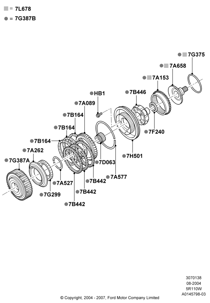 38C - Coast Clutch and Components, 5 Speed Auto 5R110W - HI/Torque, 5R110W 5 Speed Auto Trans NAAO; 02/AUG/2004