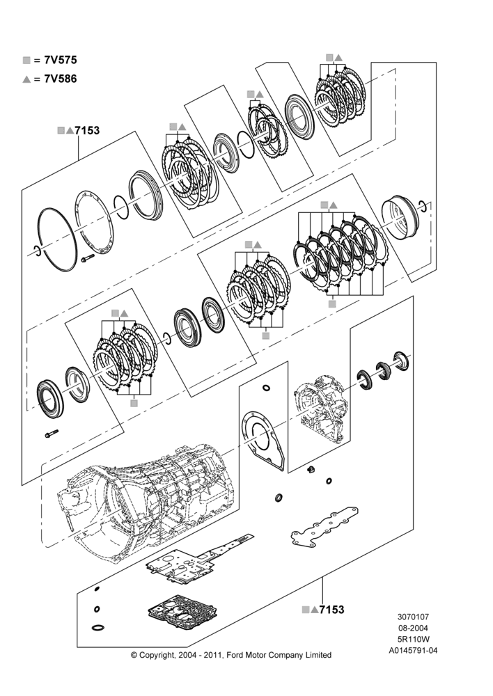 07C - Automatic Transmission Gasket Kits, 5 Speed Auto 5R110W - HI/Torque, 5R110W 5 Speed Auto Trans NAAO; 02/AUG/2004