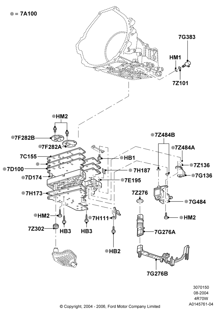 50C - Valve Body - Main Control & Servo's, 4 Spd A/T AODEW/4R70E W/TSS, 4 Spd A/T AODEW/4R75E W/TSS, 4 Speed Automatic 4R75E Livonia; 02/AUG/2004-18/AUG/2008