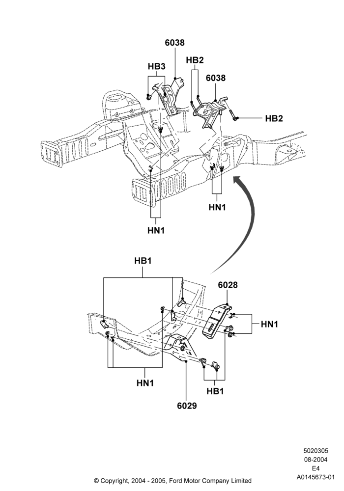 05A - Engine Mounting, Romeo 4.6 SOHC EFI; 02/AUG/2004