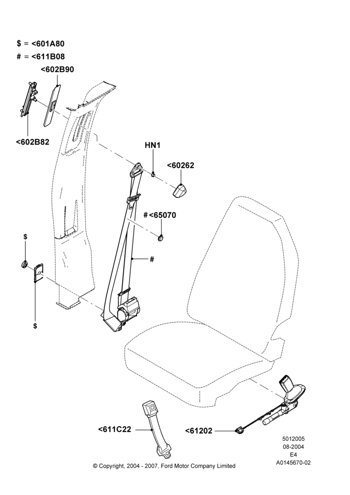 05 - Front Seat Belts; 02/AUG/2004